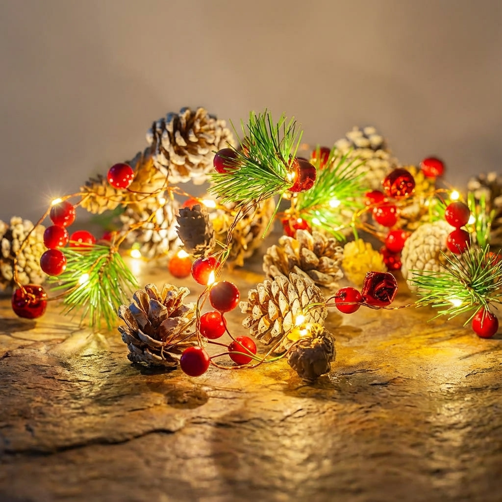2m Pre-Lit Christmas Garland-Christmas Decor-GloBrite-Gold-DREIBACH