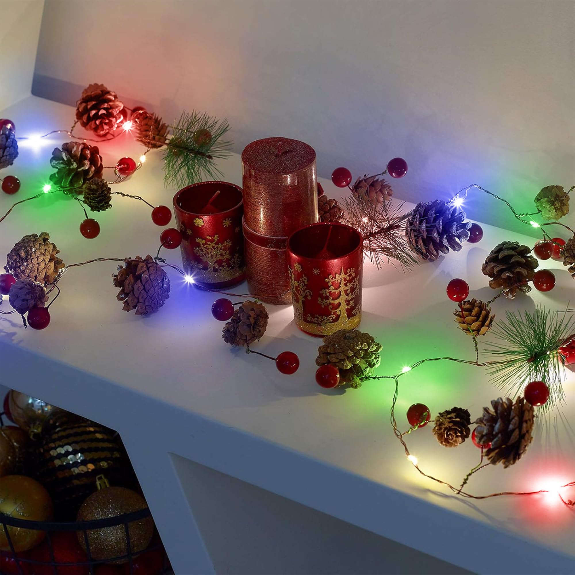 2m Pre-Lit Christmas Garland-Christmas Decor-GloBrite-Multicolor-DREIBACH