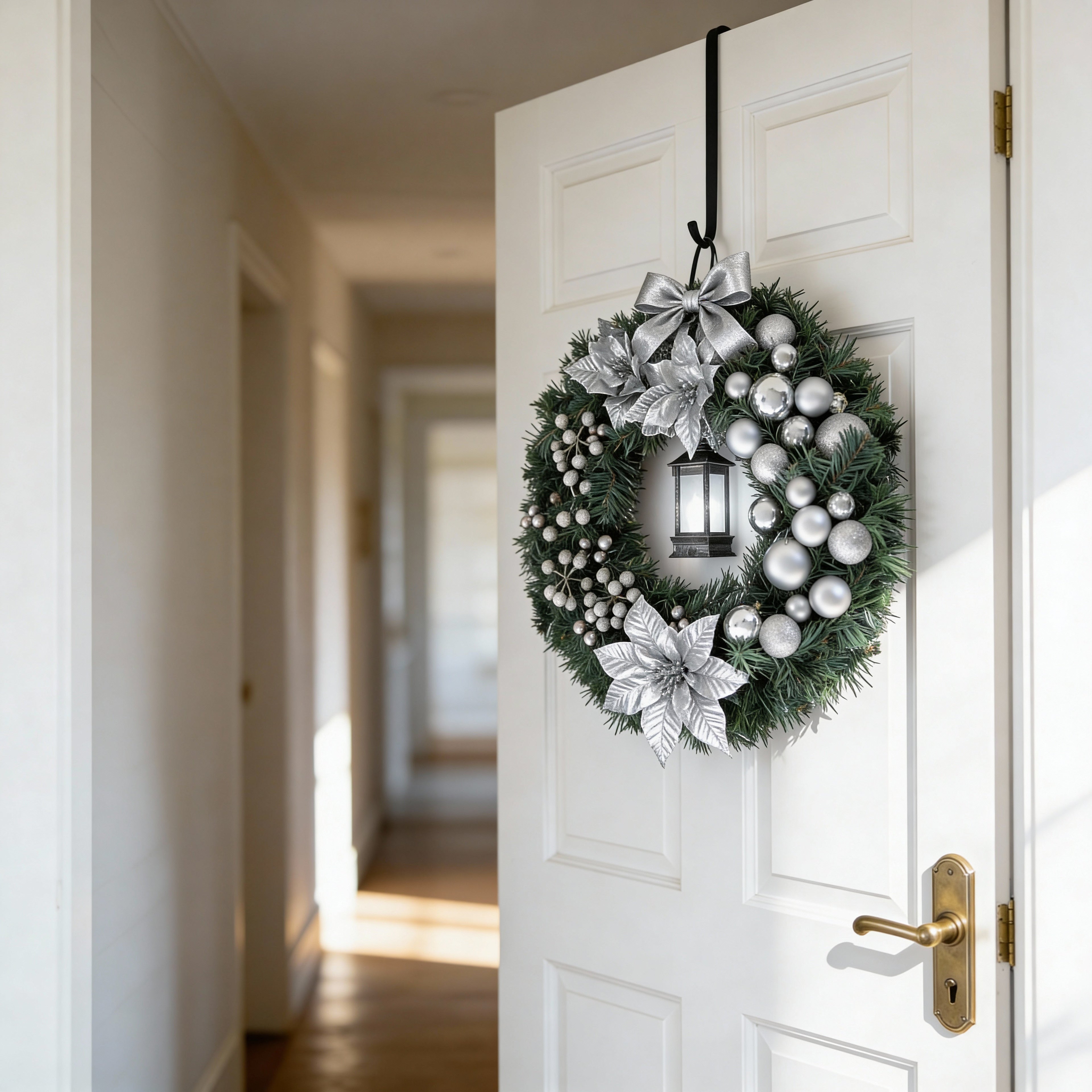 40cm Wreath with Lantern-Christmas Decor-GloBrite-Red-DREIBACH
