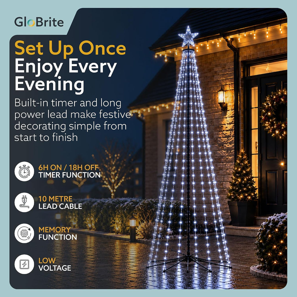 GloBrite 7ft Cool White Christmas cone tree — detail 4