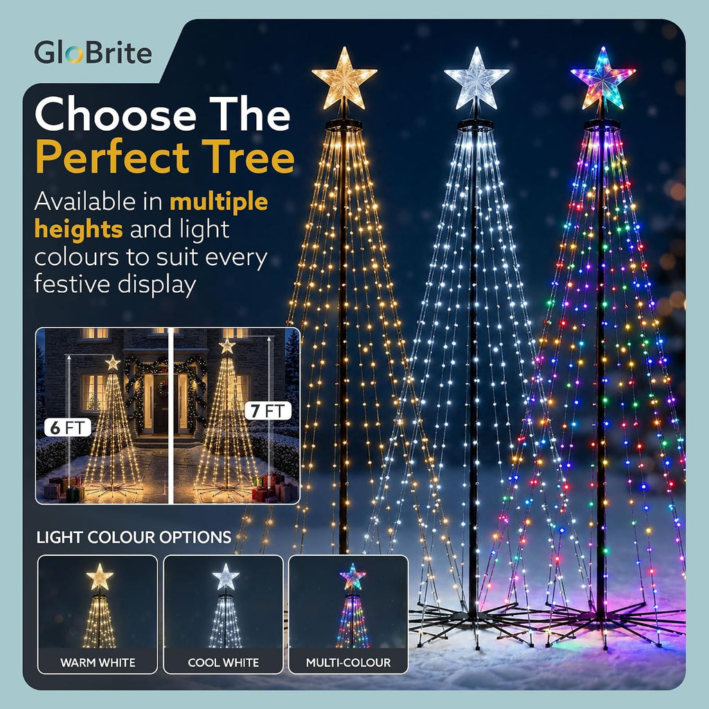 GloBrite 6ft Warm White Christmas cone tree — detail 5