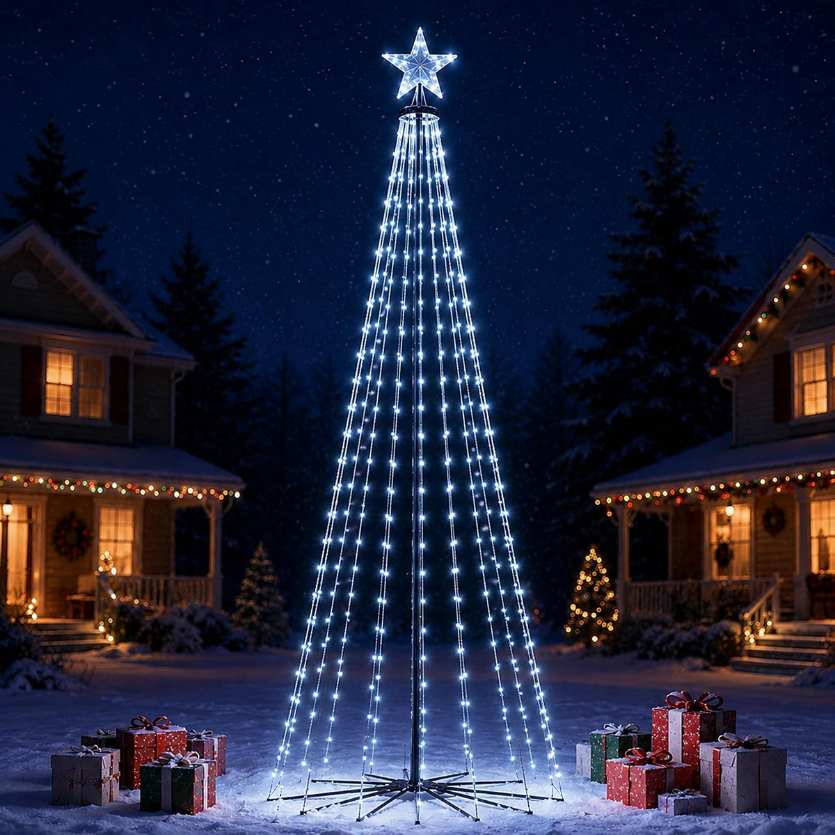 GloBrite 7ft Christmas cone tree in Cool White — main view