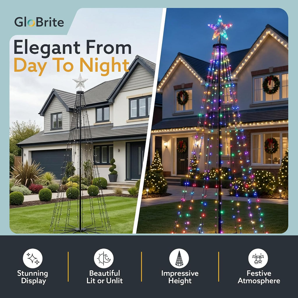 GloBrite 7ft Multi-colour Christmas cone tree — detail 2