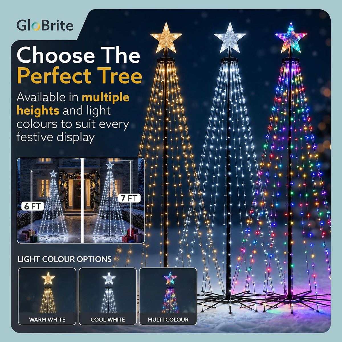 GloBrite 6ft Cool White Christmas cone tree — detail 5