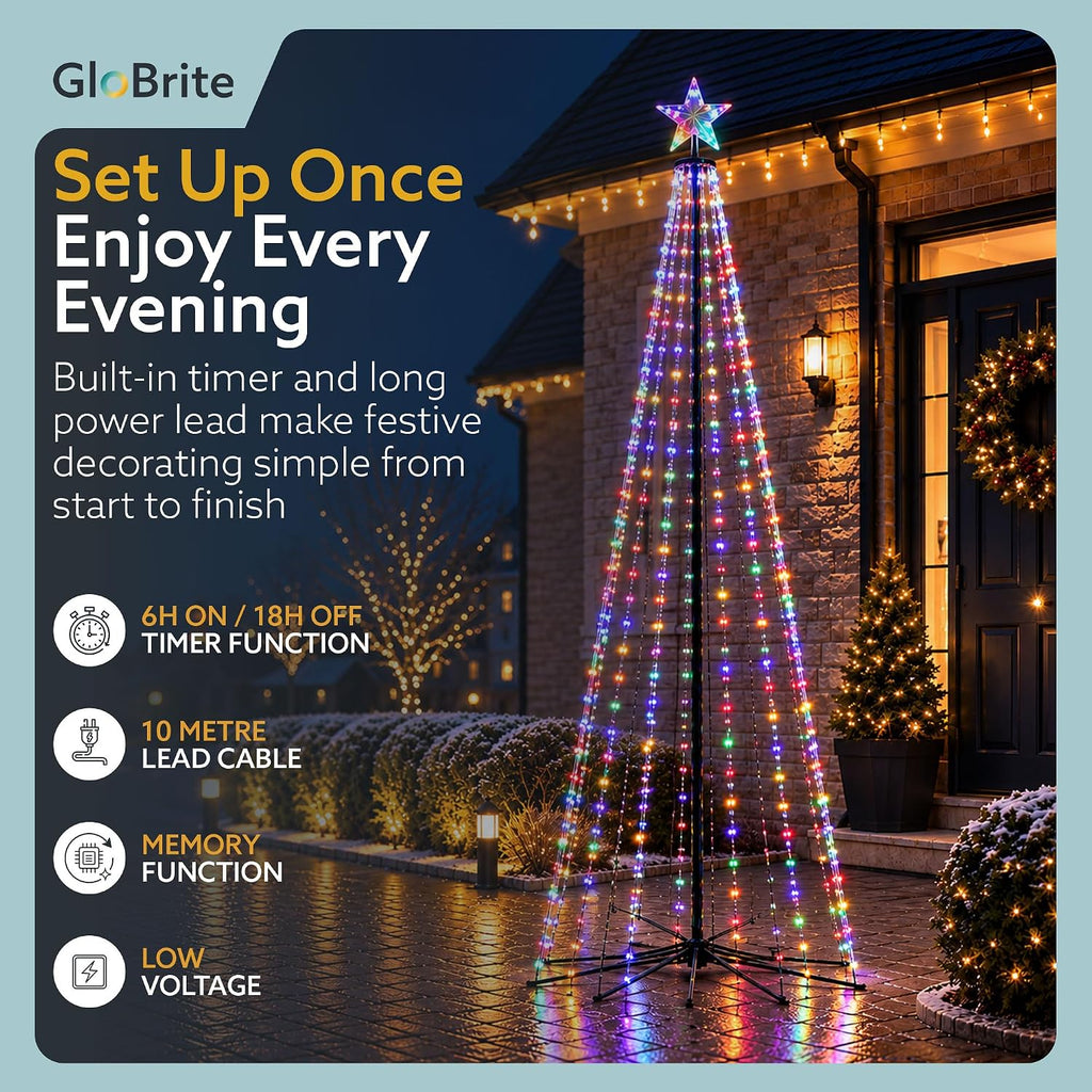 GloBrite 7ft Multi-colour Christmas cone tree — detail 5