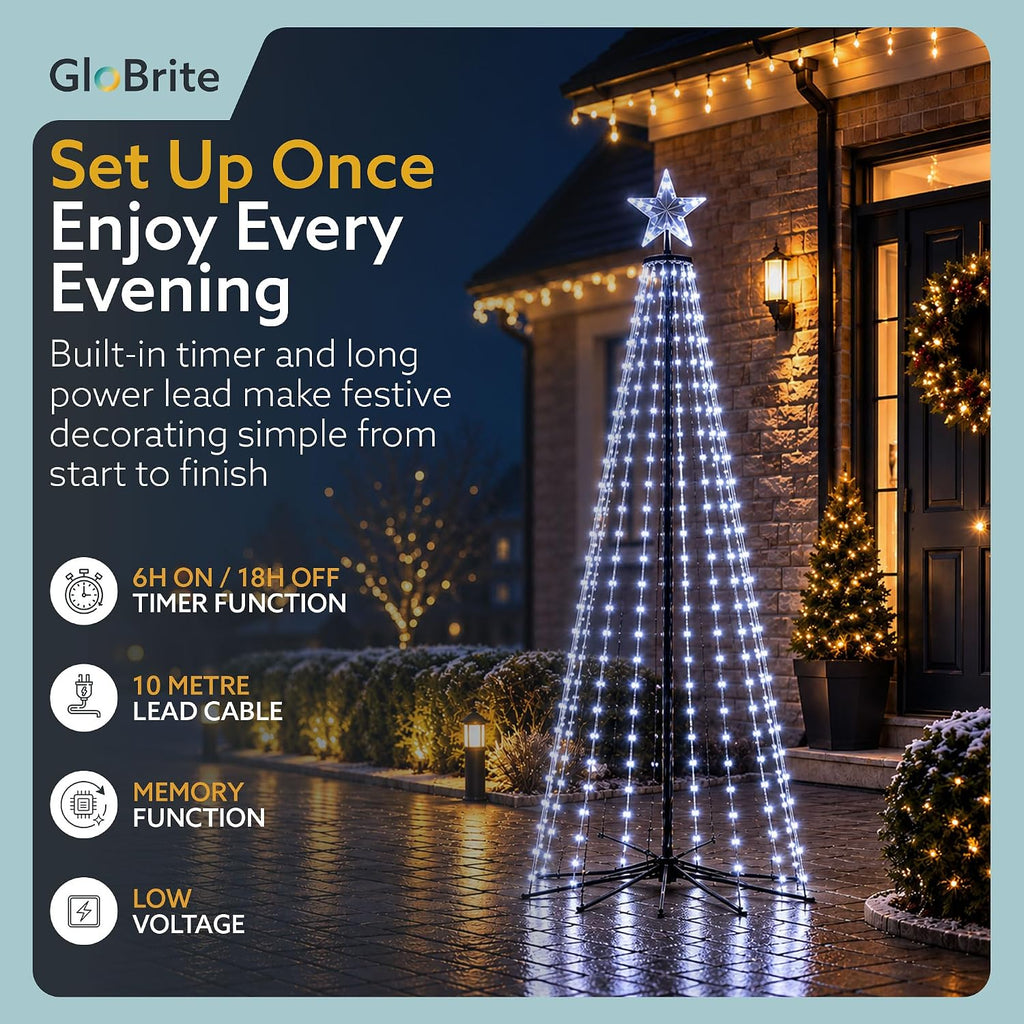 GloBrite 6ft Cool White Christmas cone tree — detail 4