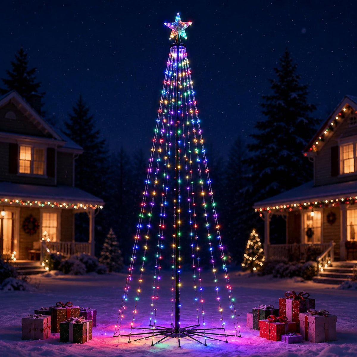 GloBrite 7ft Christmas cone tree in Multi-colour — main view