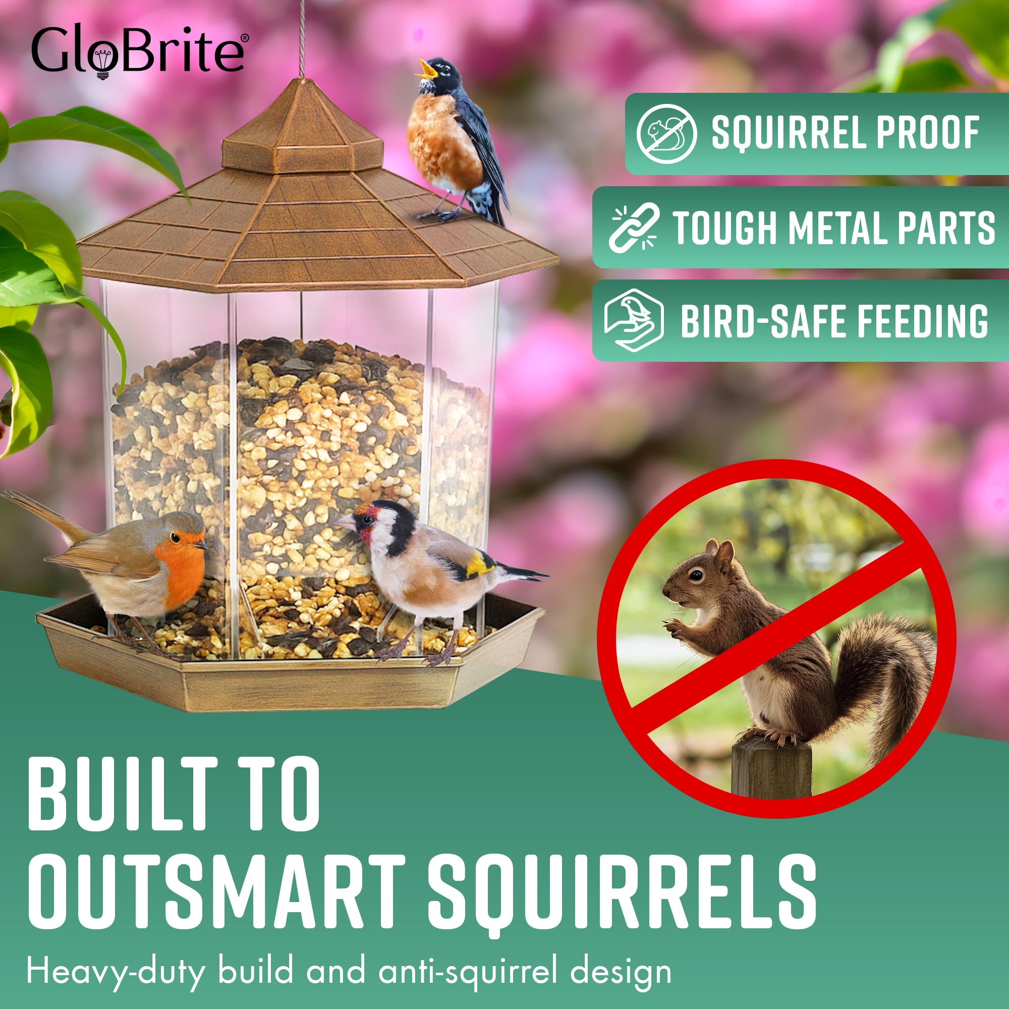All-Weather Hanging Bird Feeder-Garden & Outdoor-GloBrite-Bronze-DREIBACH