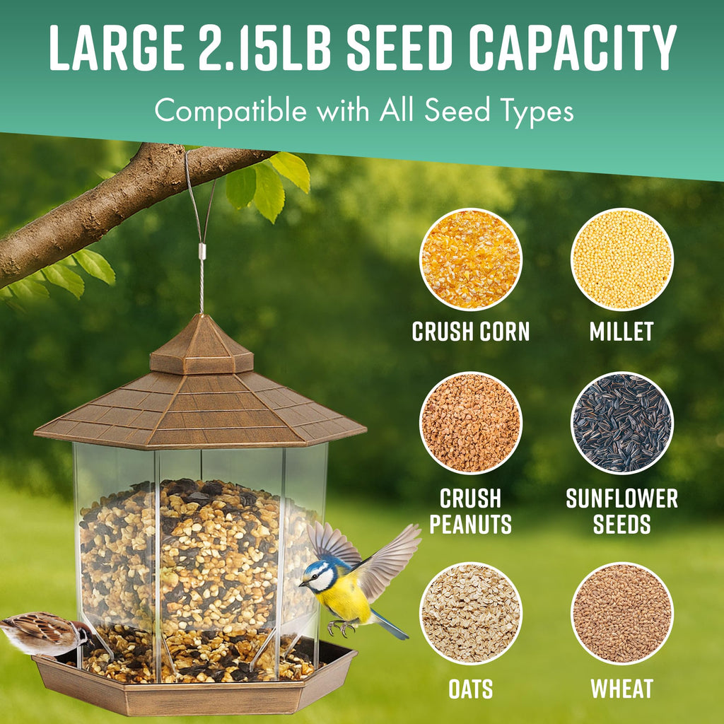 All-Weather Hanging Bird Feeder-Garden & Outdoor-GloBrite-Bronze-DREIBACH