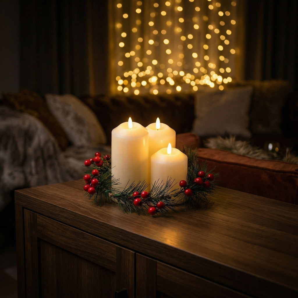 Flameless Candle Wreath-Christmas Decor-GloBrite-DREIBACH