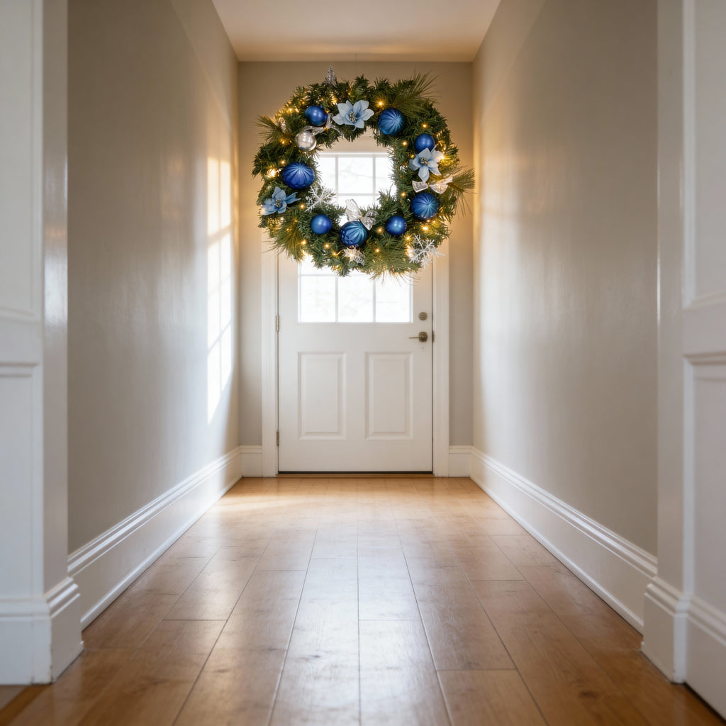 Illuminated Winter Christmas Wreath-Christmas Decor-GloBrite-DREIBACH