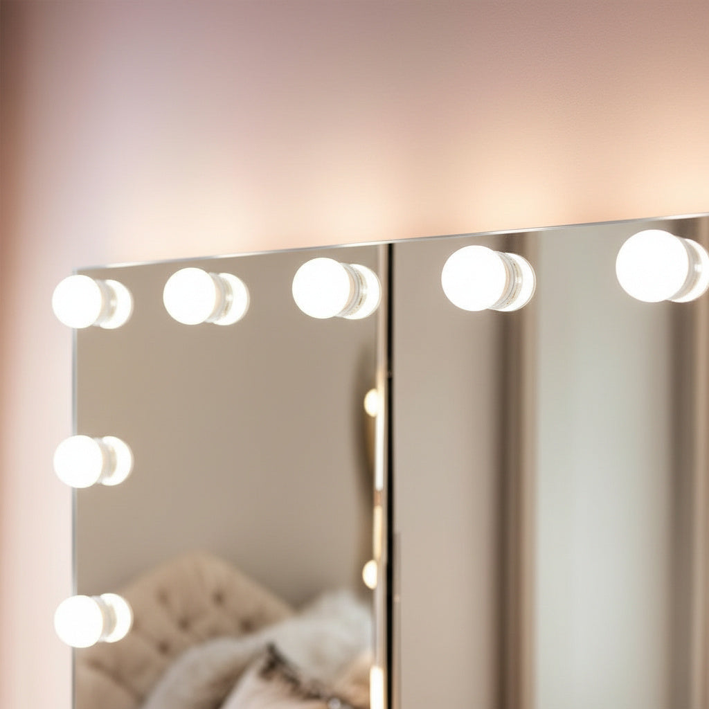 Large Hollywood Vanity Mirror-Home & Living-GloBrite-15x LED - Black-DREIBACH