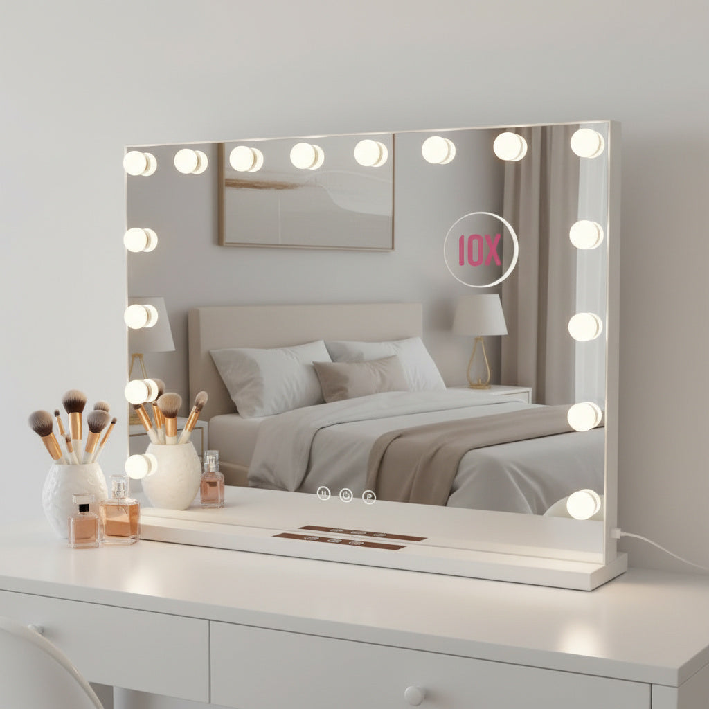 Large Hollywood Vanity Mirror-Home & Living-GloBrite-15x LED - Black-DREIBACH
