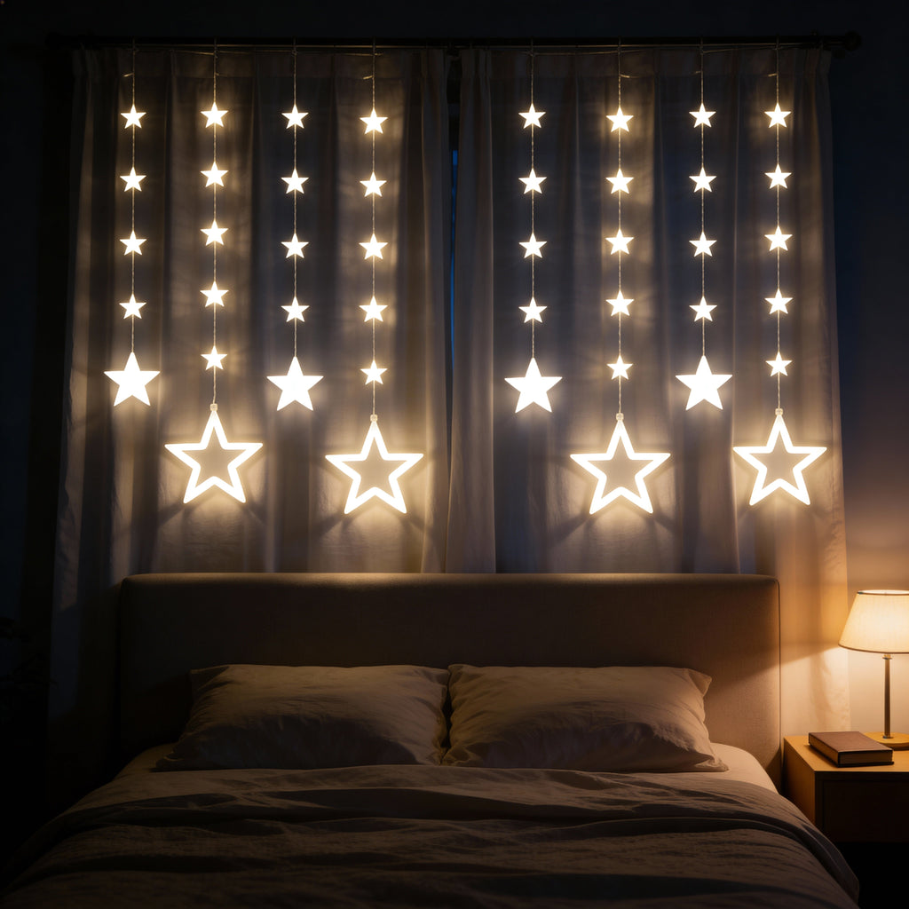Magical Star Curtain Christmas Lights-Christmas Decor-GloBrite-Warm White-DREIBACH