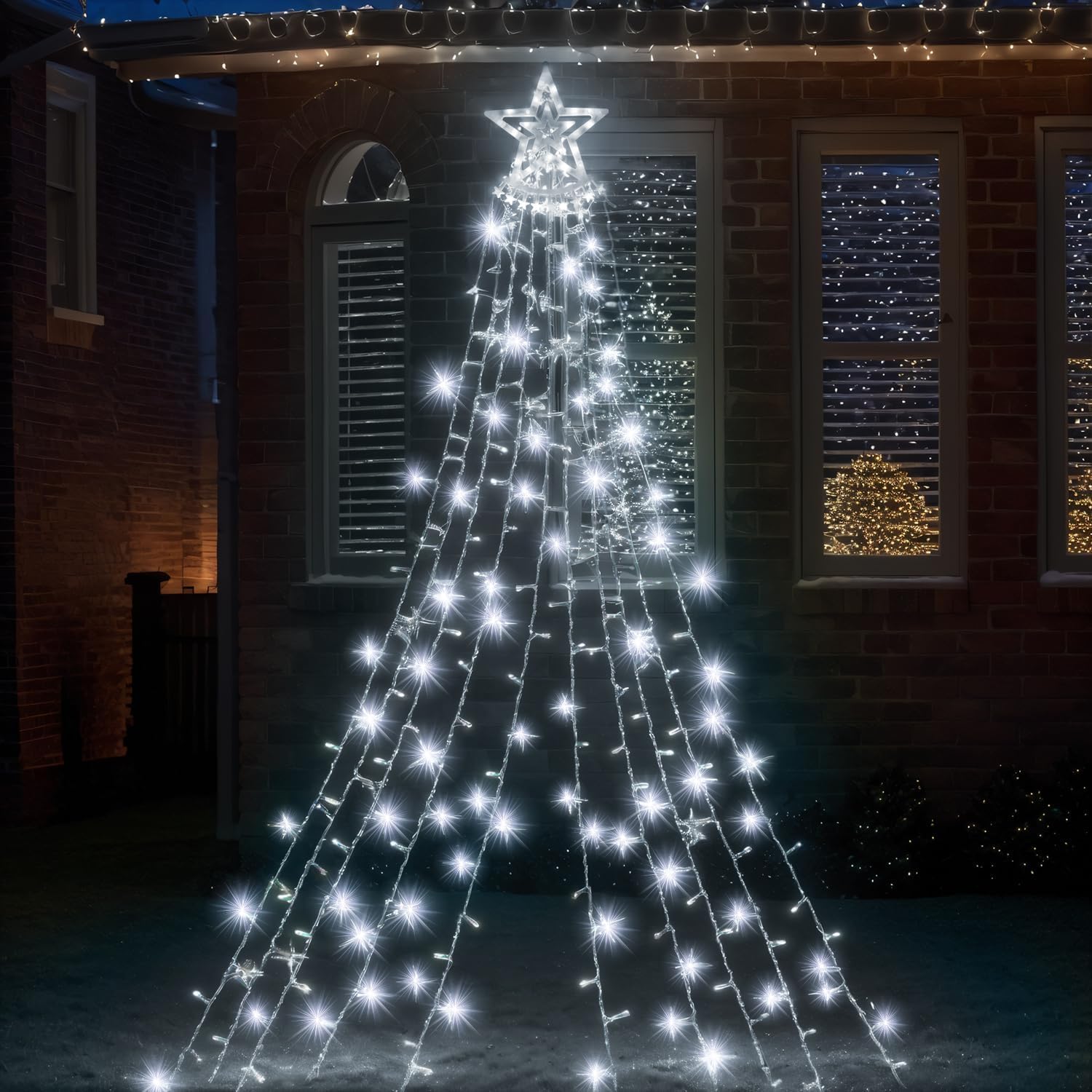 Outdoor Waterfall LED Curtain Lights-Christmas Decor-GloBrite-Cool White-DREIBACH