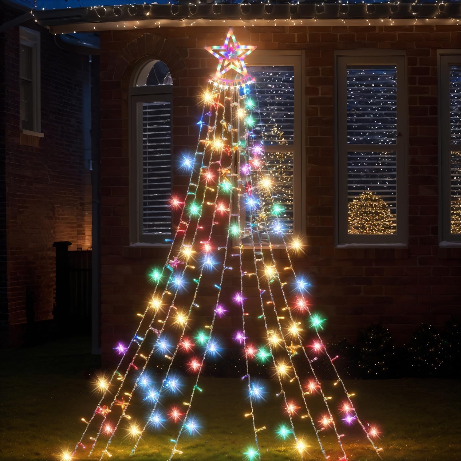 Outdoor Waterfall LED Curtain Lights-Christmas Decor-GloBrite-Multicolor-DREIBACH