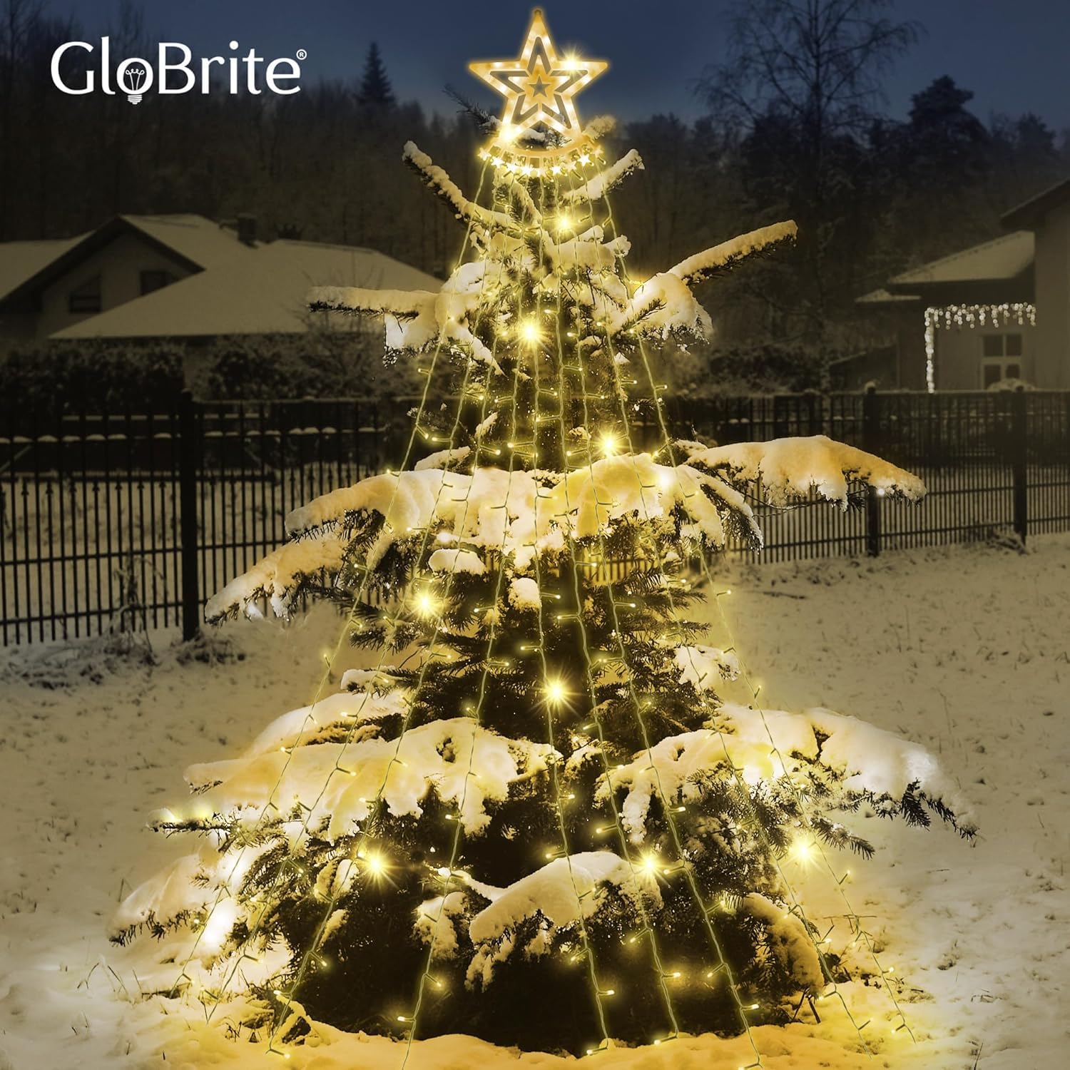 Outdoor Waterfall LED Curtain Lights-Christmas Decor-GloBrite-Warm White-DREIBACH