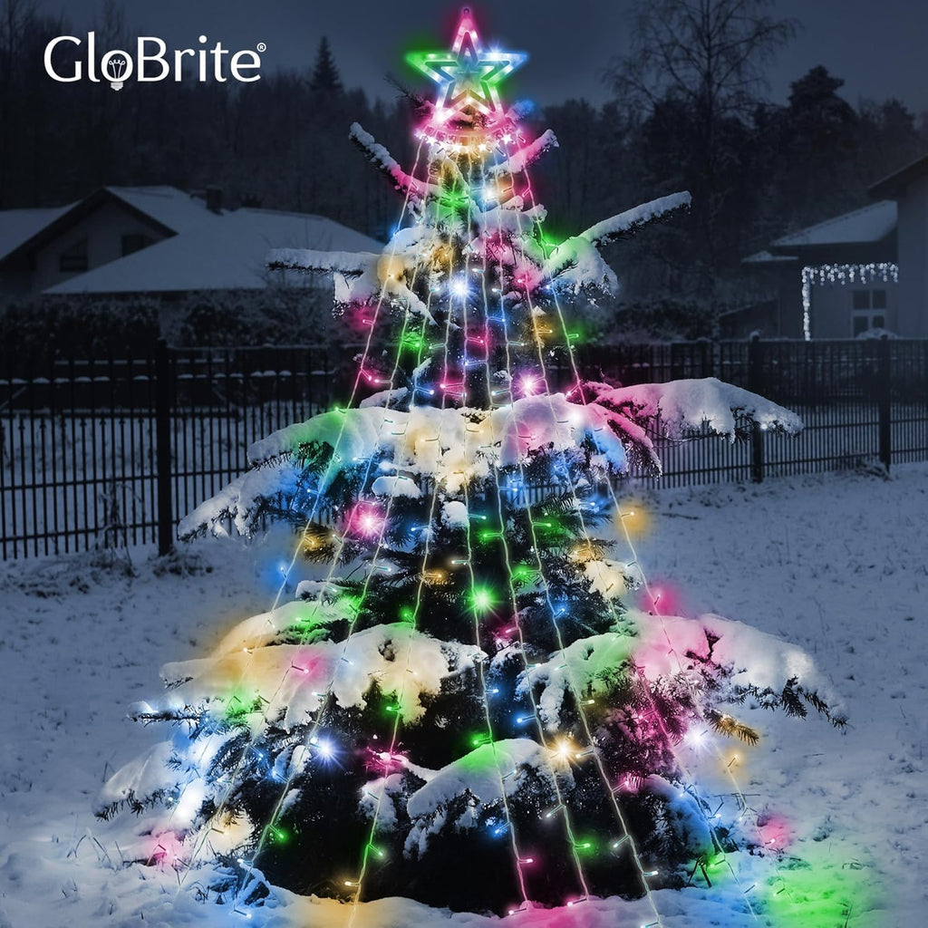 Outdoor Waterfall LED Curtain Lights-Christmas Decor-GloBrite-Warm White-DREIBACH