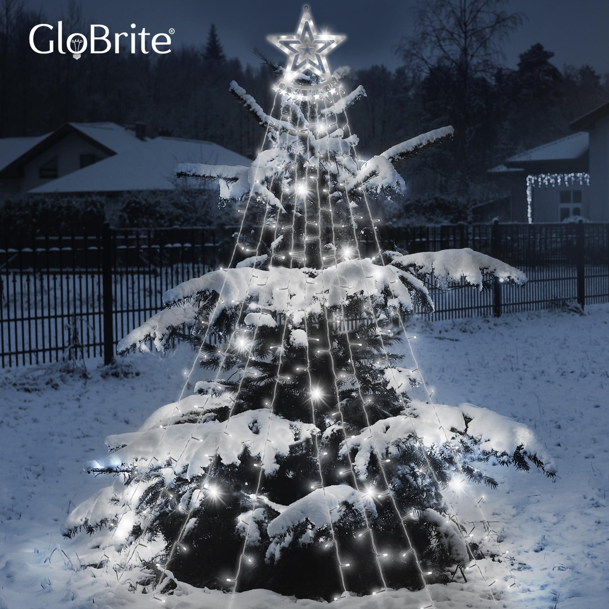 Outdoor Waterfall LED Curtain Lights-Christmas Decor-GloBrite-Warm White-DREIBACH