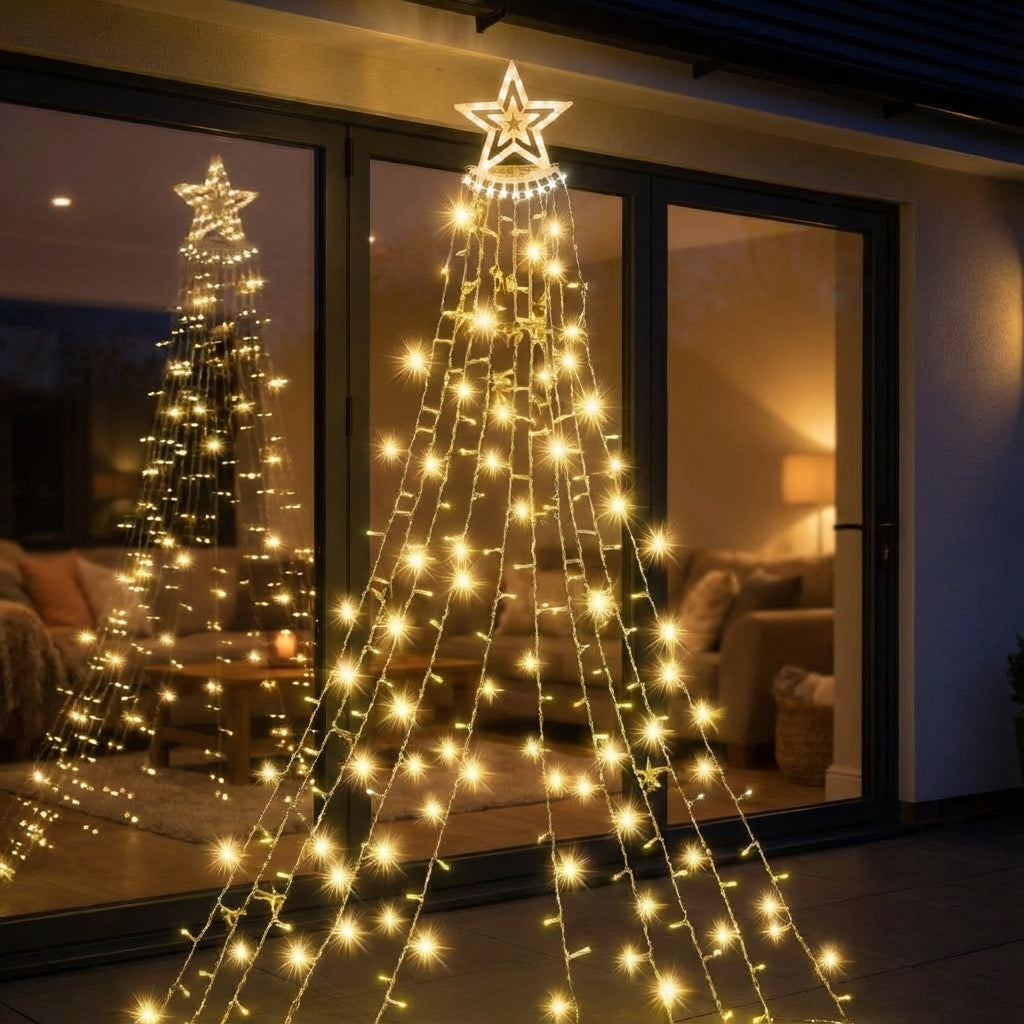 Outdoor Waterfall LED Curtain Lights-Christmas Decor-GloBrite-Warm White-DREIBACH