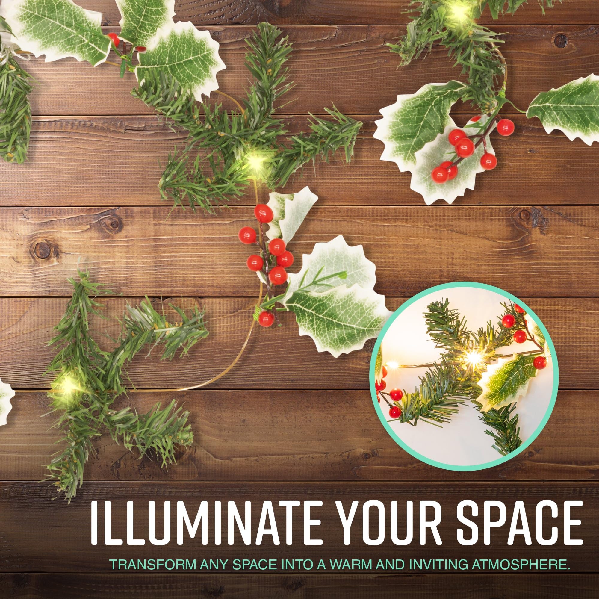 Pre-Lit Berry Christmas Garland-Christmas Decor-GloBrite-DREIBACH