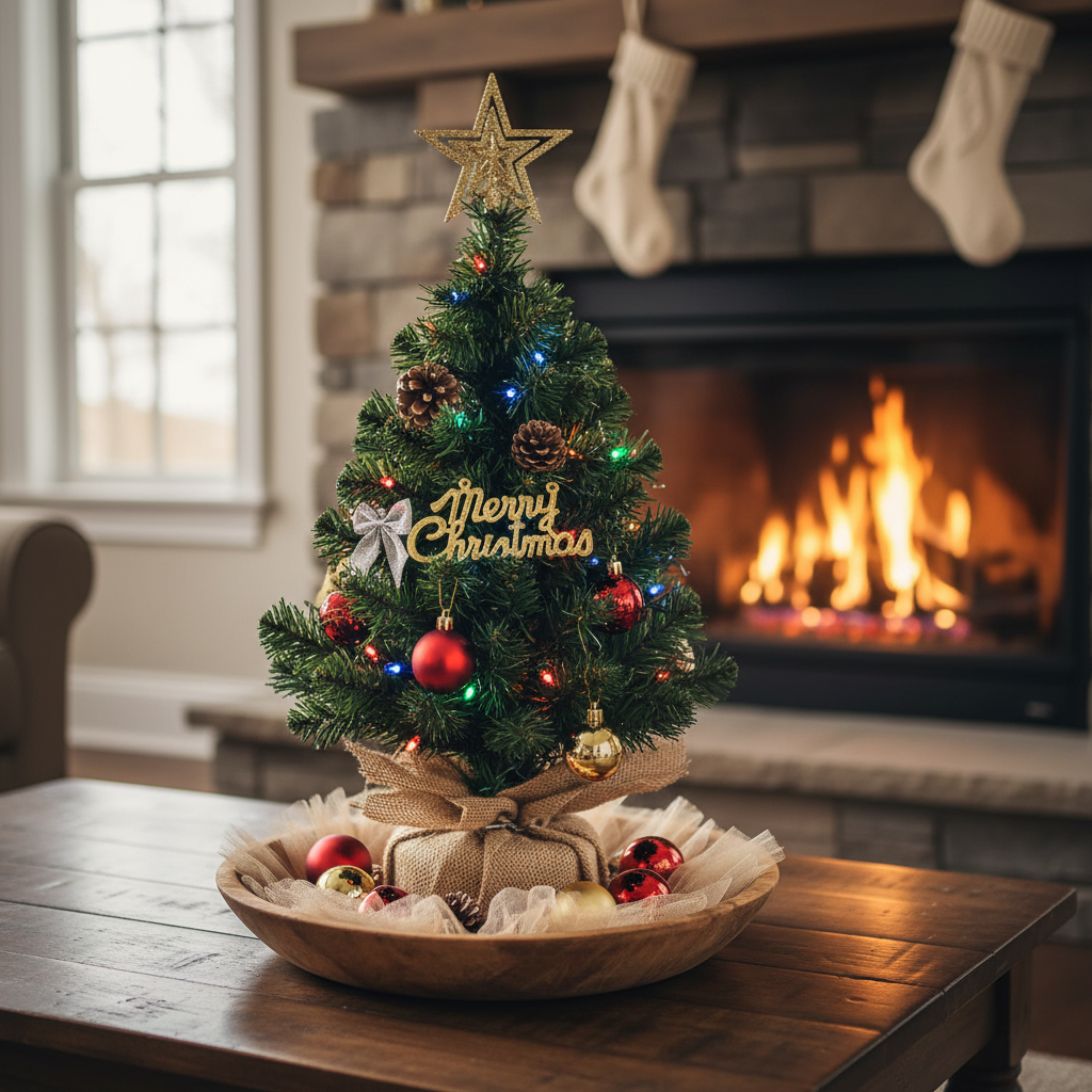 Pre Lit Mini Christmas Tree 45/60 CM-Christmas Decor-GloBrite-45cm - Multicolor-DREIBACH