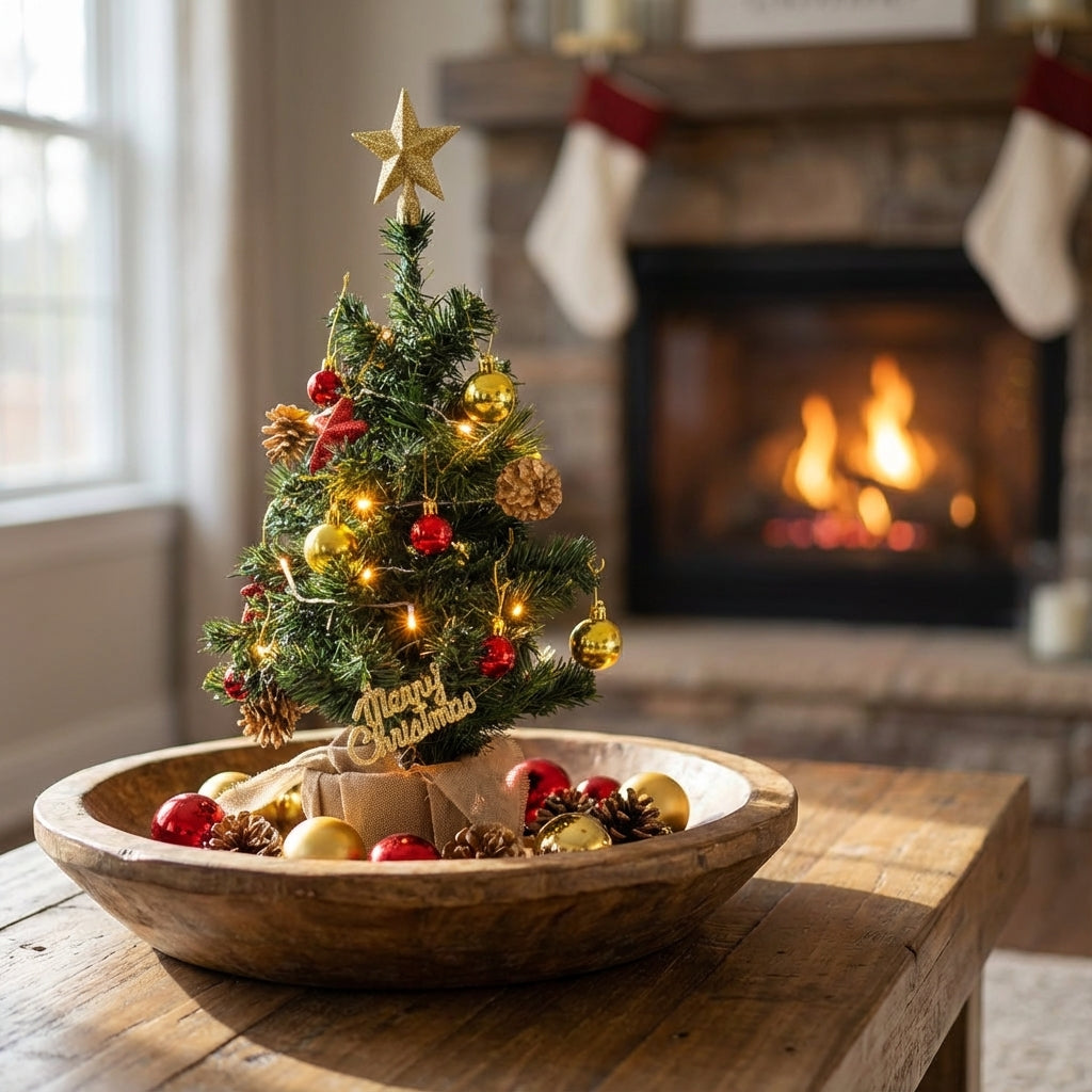 Pre Lit Mini Christmas Tree 45/60 CM-Christmas Decor-GloBrite-45cm - Multicolor-DREIBACH