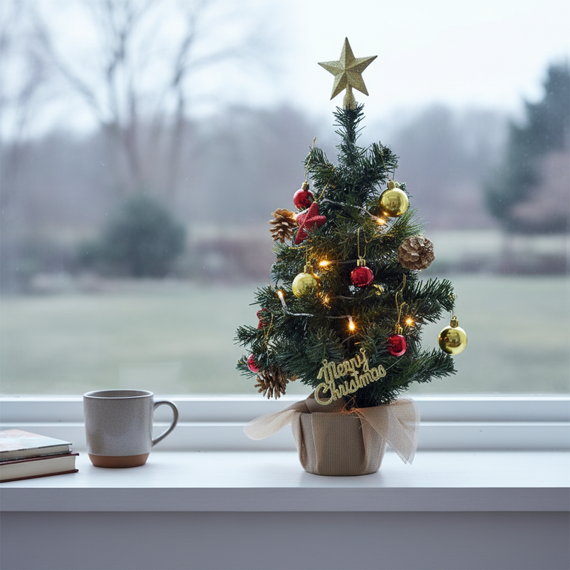 Pre Lit Mini Christmas Tree 45/60 CM-Christmas Decor-GloBrite-45cm - Multicolor-DREIBACH