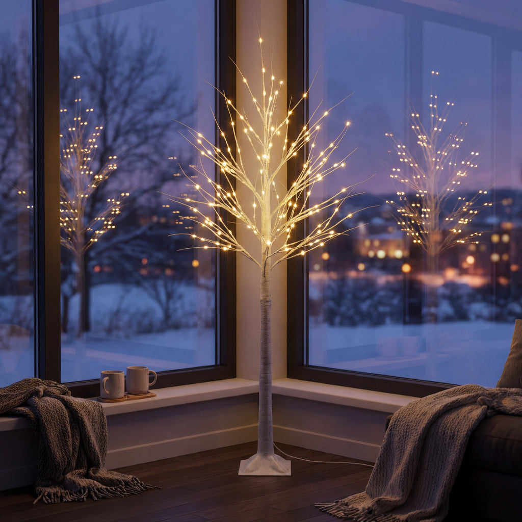 Pre-Lit White Birch Tree-Christmas Decor-GloBrite-4ft-DREIBACH