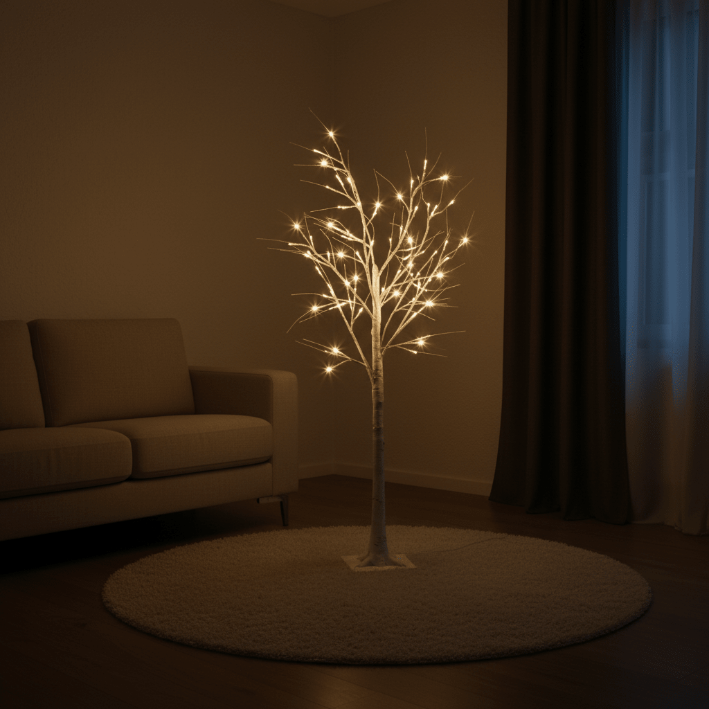 Pre-Lit White Birch Twig Tree-Christmas Decor-GloBrite-4ft-DREIBACH