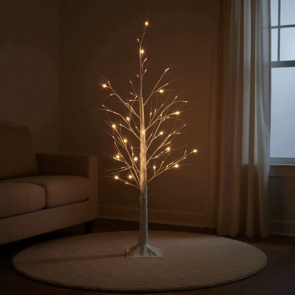 Pre-Lit White Birch Twig Tree-Christmas Decor-GloBrite-4ft-DREIBACH