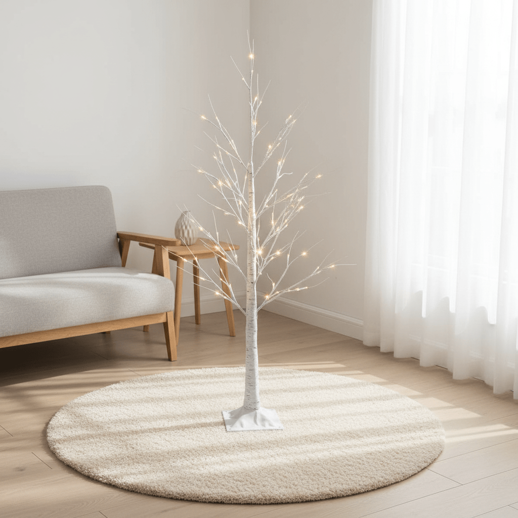 Pre-Lit White Birch Twig Tree-Christmas Decor-GloBrite-6ft-DREIBACH