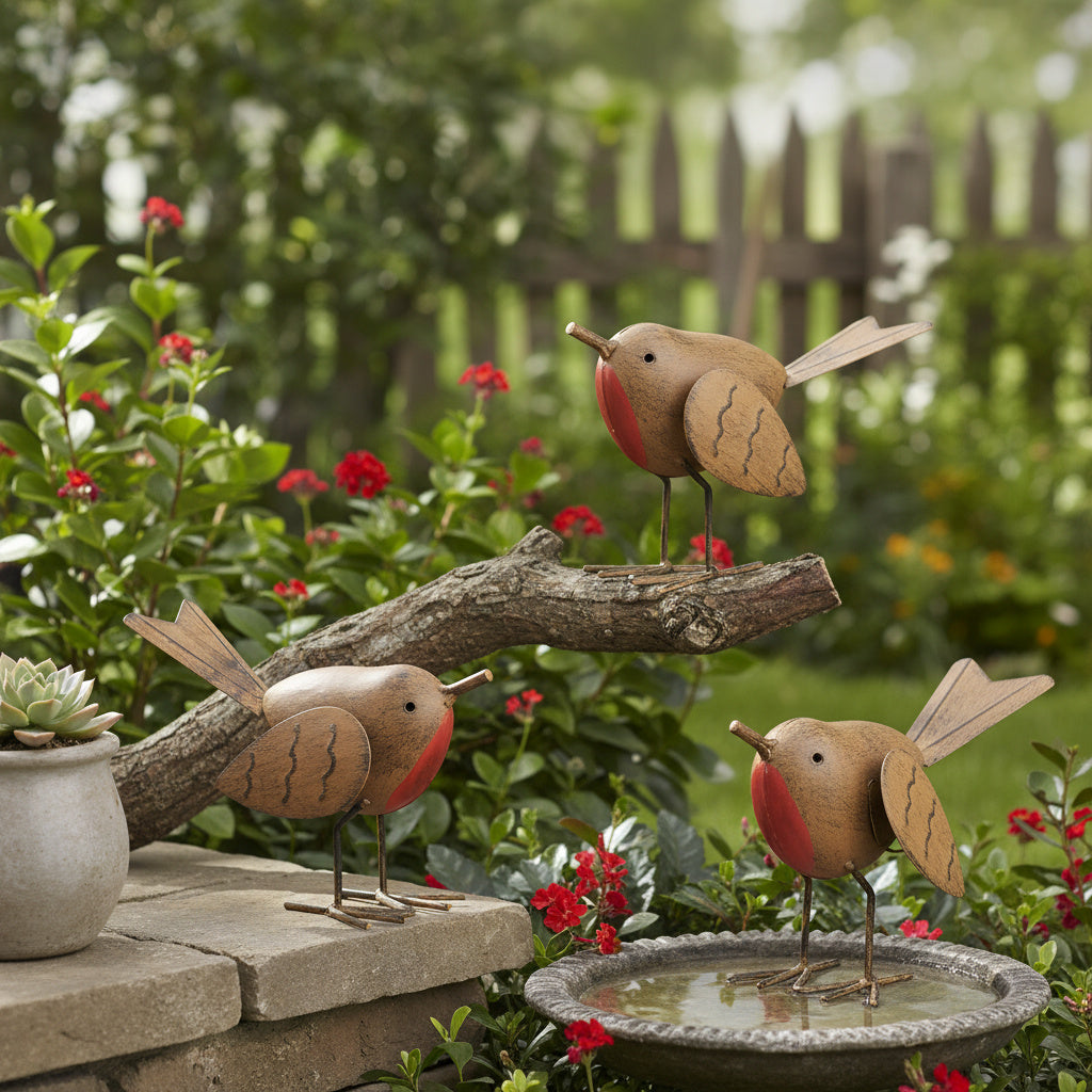 Robin Ornaments (3-Pack)-Garden & Outdoor-GloBrite-DREIBACH
