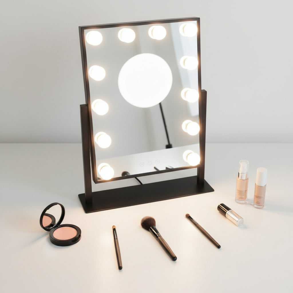 Small Hollywood Makeup Mirror-Home & Living-GloBrite-Black - 9 LED-DREIBACH