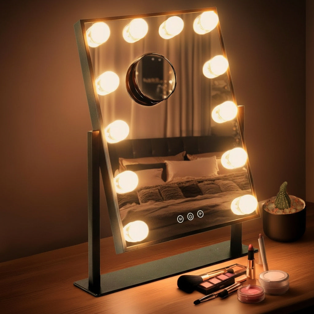 Small Hollywood Makeup Mirror-Home & Living-GloBrite-Black - 9 LED-DREIBACH