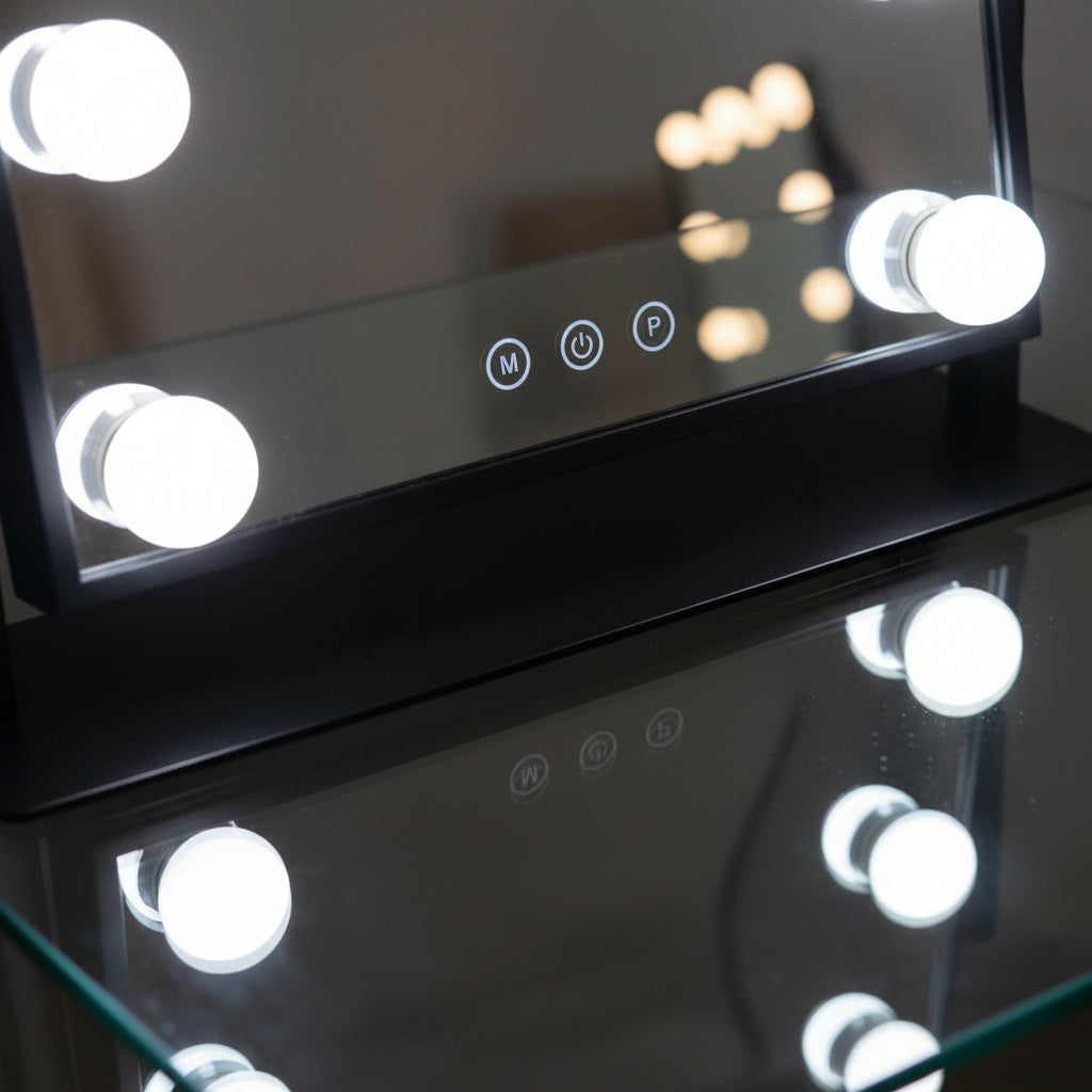Small Hollywood Makeup Mirror-Home & Living-GloBrite-Black - 9 LED-DREIBACH