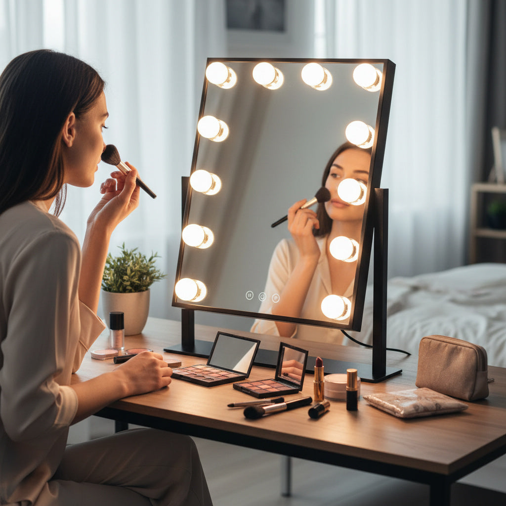 Small Hollywood Makeup Mirror-Home & Living-GloBrite-Black - 9 LED-DREIBACH