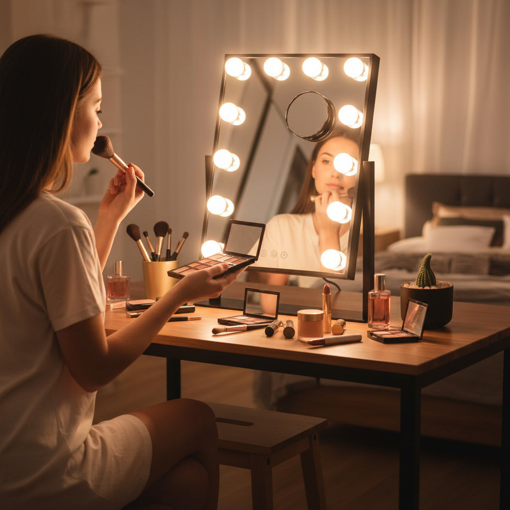 Small Hollywood Makeup Mirror-Home & Living-GloBrite-Black - 9 LED-DREIBACH