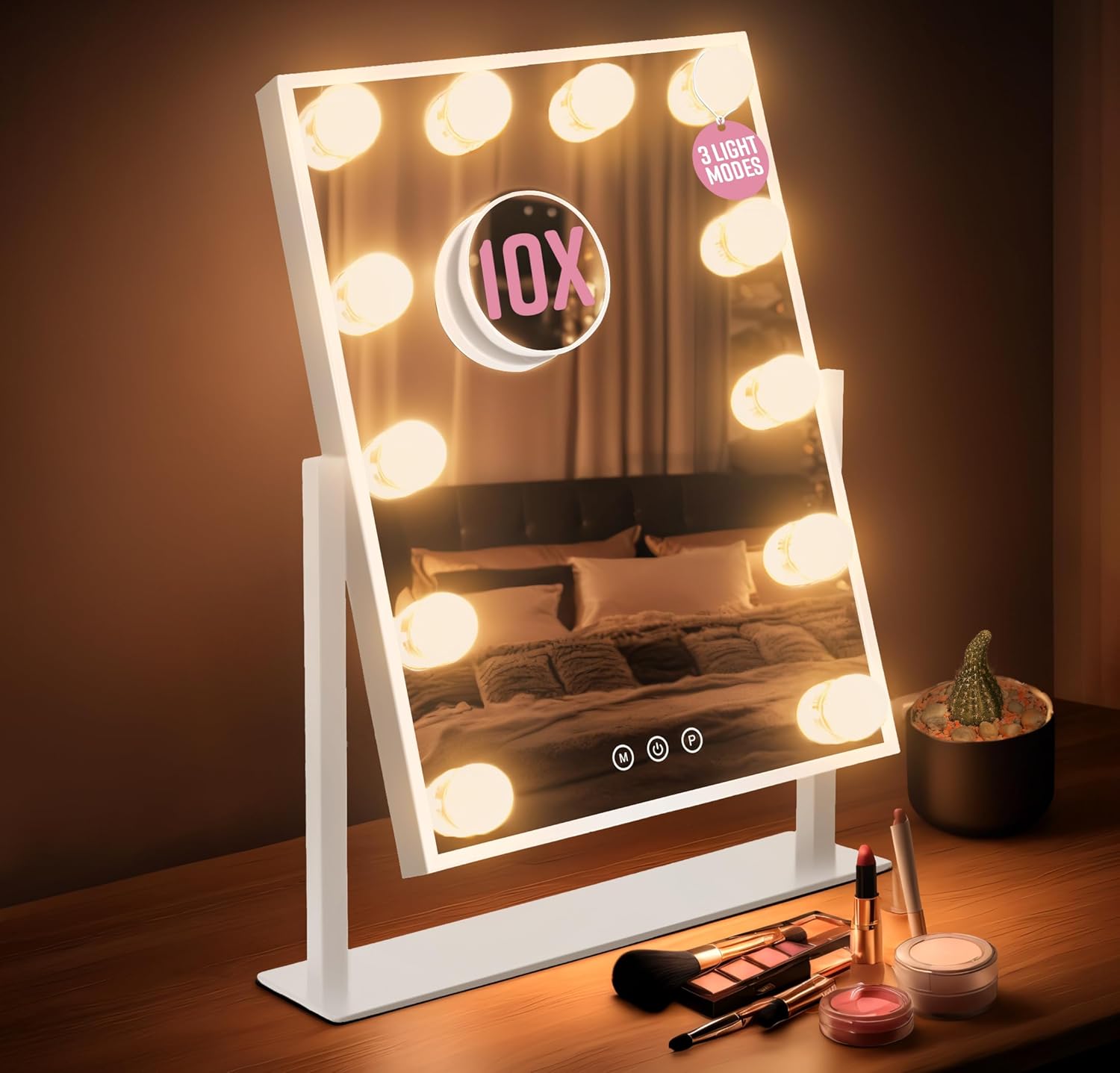Small Hollywood Makeup Mirror-Home & Living-GloBrite-White - 12 LED-DREIBACH