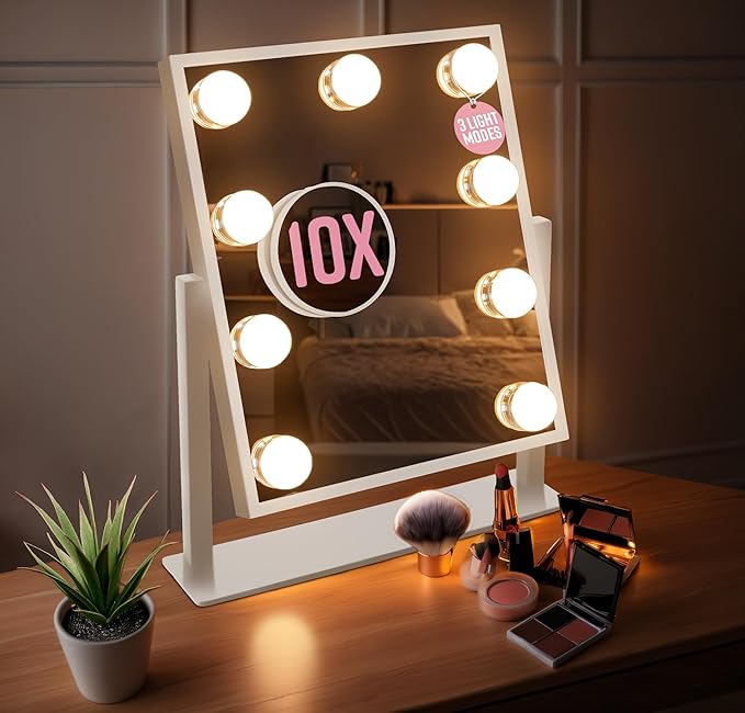 Small Hollywood Makeup Mirror-Home & Living-GloBrite-White - 9 LED-DREIBACH