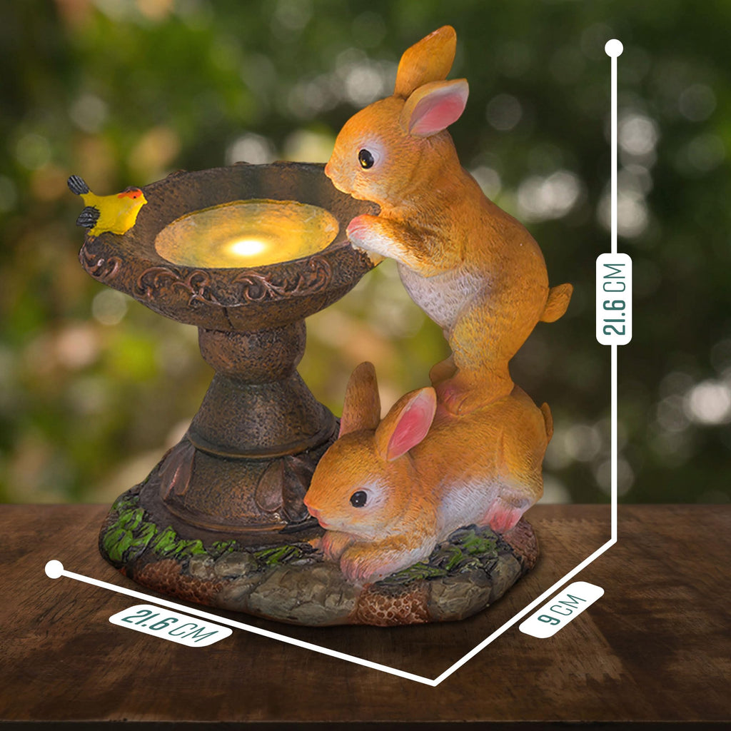 Solar Rabbits & Bird Statue-Garden & Outdoor-GloBrite-DREIBACH