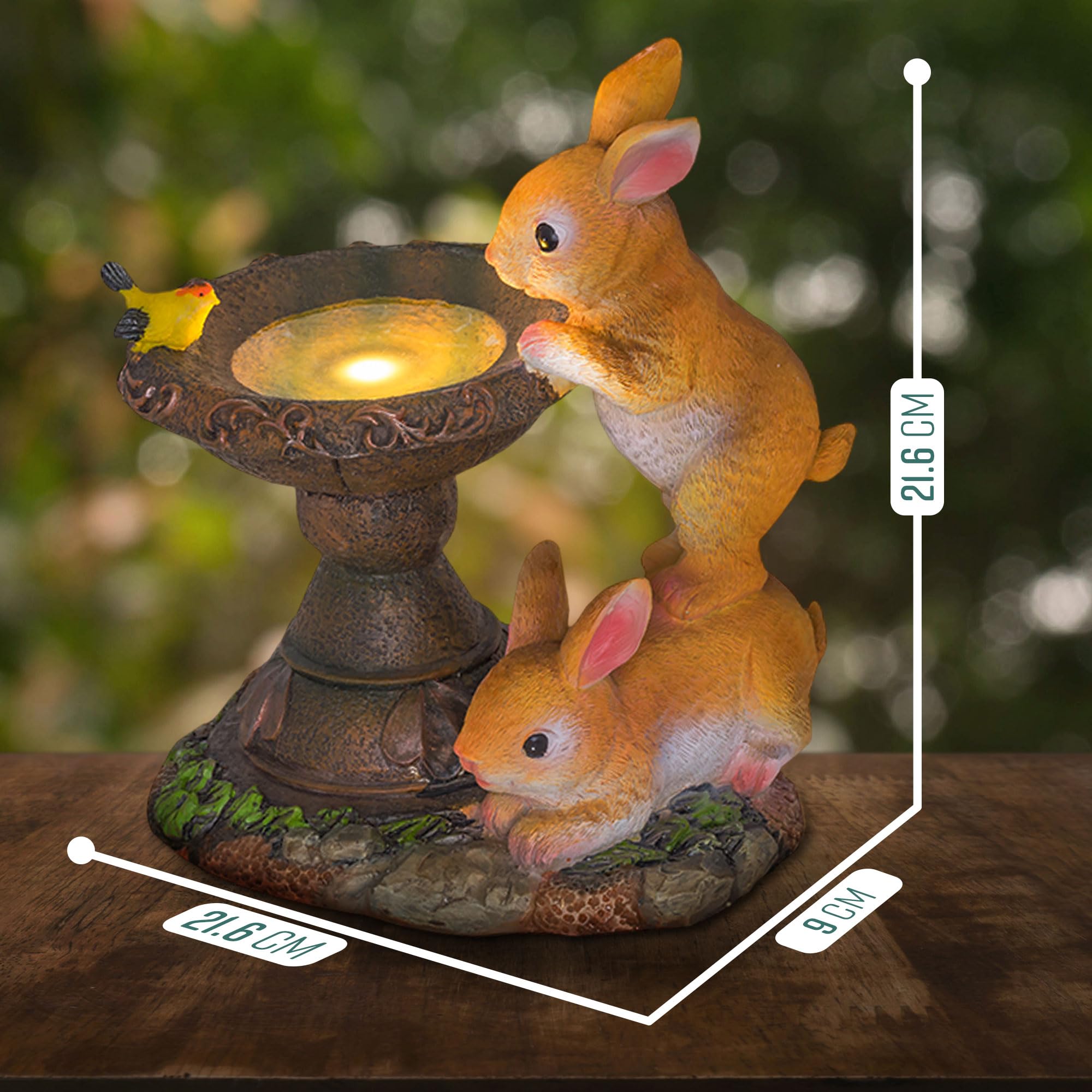 Solar Rabbits & Bird Statue-Garden & Outdoor-GloBrite-DREIBACH