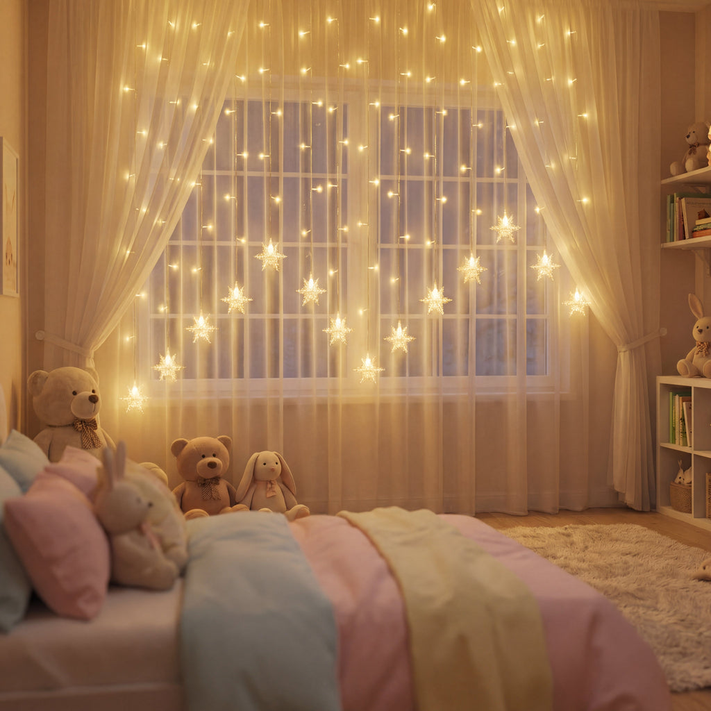 Window Curtain Lights-Christmas Decor-GloBrite-Snowflake - Warm-DREIBACH
