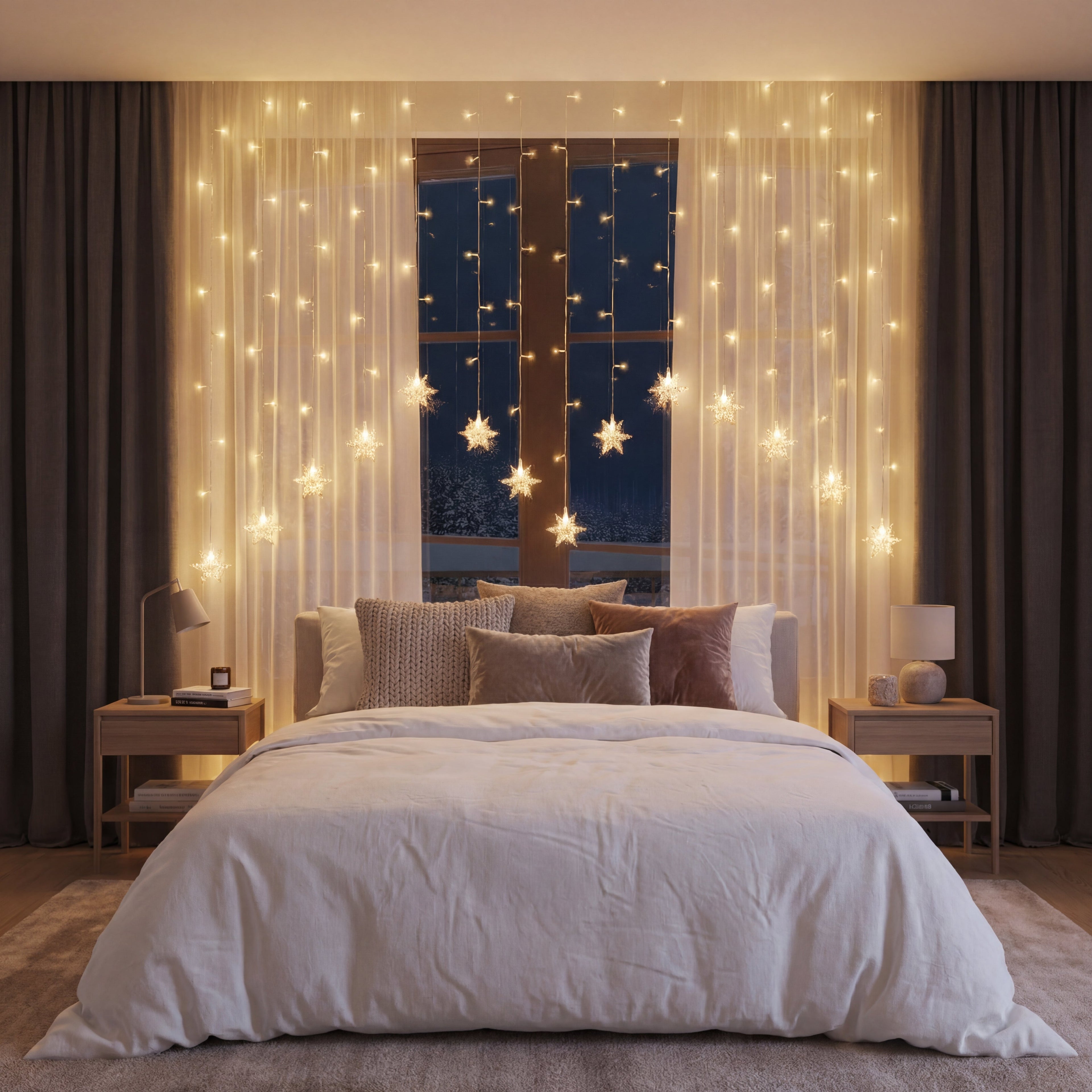 Window Curtain Lights-Christmas Decor-GloBrite-Snowflake - Warm-DREIBACH